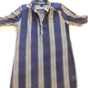 ENVOGUE STUDIO NAVY/BEIGE/DK GREEN STRIPE JERSEY DRESS SZ 6